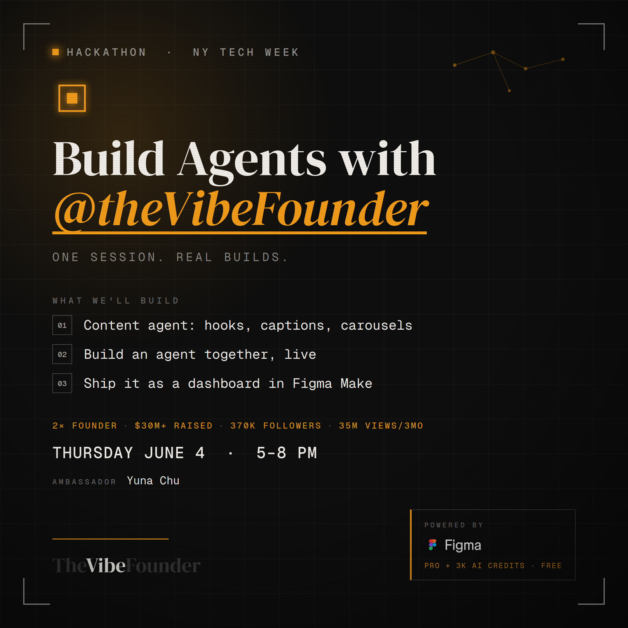 Build Agents with @theVibeFounder, a NY Tech Week hackathon. Powered by Figma.
